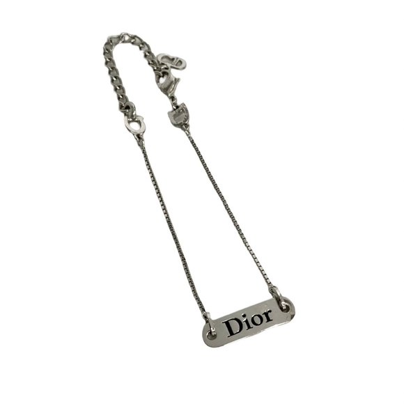 Christian Dior Silver-Plated Bracelet/Bangle with Logo Plate, Silver, 31810 - Picture 1 of 3